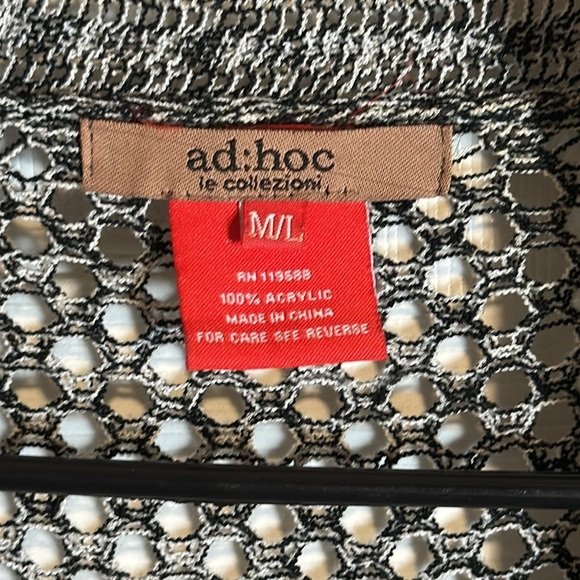 Tie Front Open knit black and white Cardigan - Picture 4 of 9